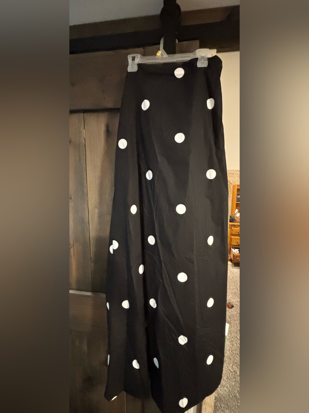 Amazon Black Strapless Dress with White Polka Dots